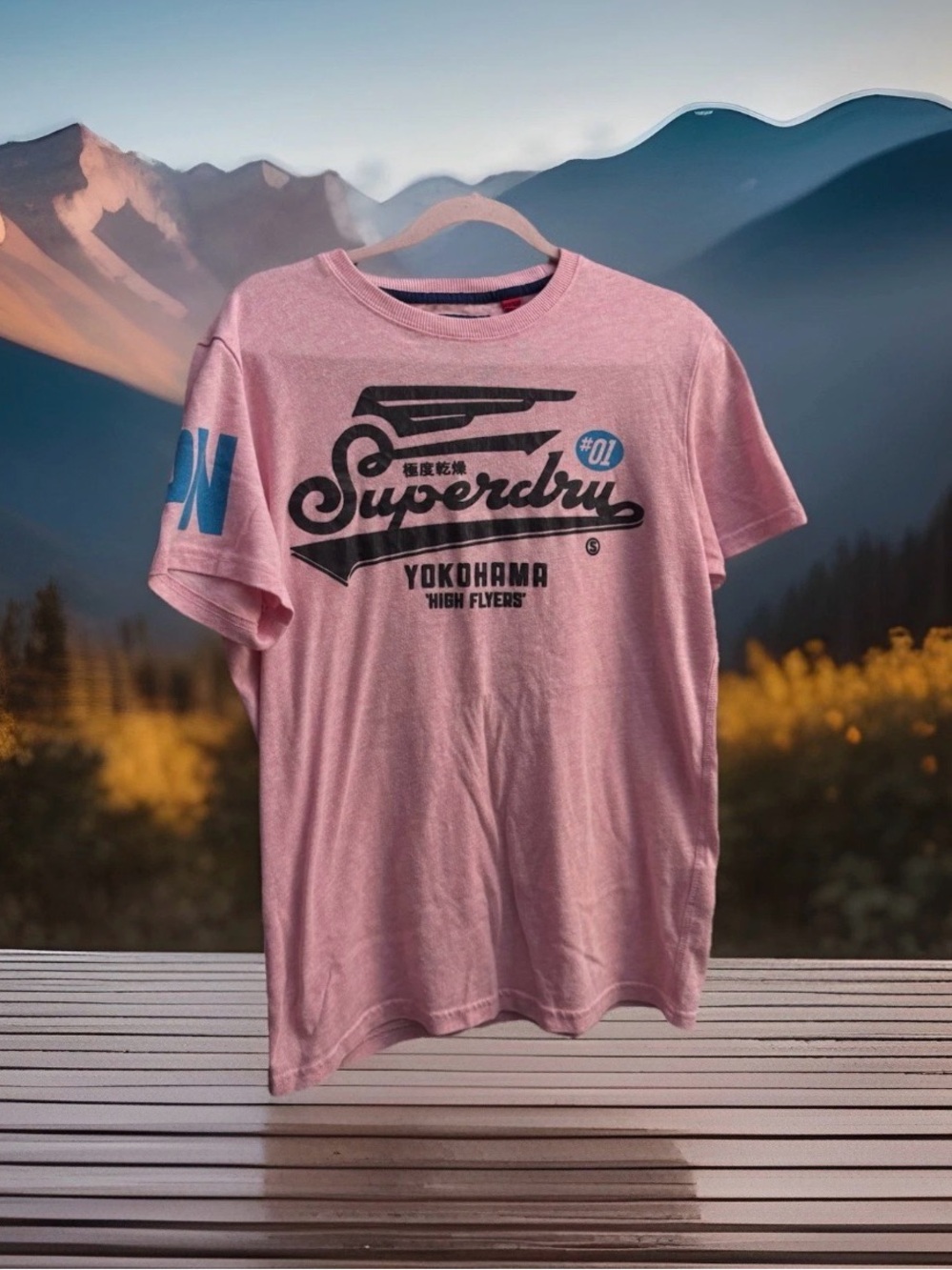 Superdry High Flyers Men's Medium Pastel Pink T-Shirt Short Sleeve Cotton